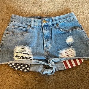 Jean american flag shorts